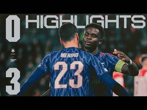 HIGHLIGHTS | Slavia Prague vs Arsenal (0-3) | Merino brace & Saka strike maintains 100% record | UCL