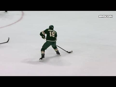 Marcus Foligno scores a powerplay goal against the New Jersey Devils