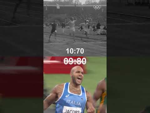 The evolution of sprinting: 100m of speed, power, and history. ⏳#Olympics  #WorldAthleticsChamps