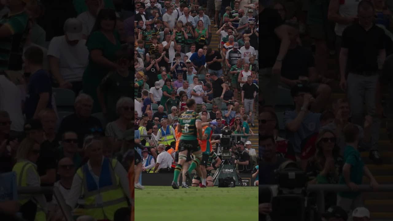 Henry Pollock erupts in celebration as Northampton Saints are crowned @PREM-Rugby champions 💪