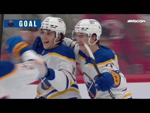 Peyton Krebs scores a goal against the New Jersey Devils