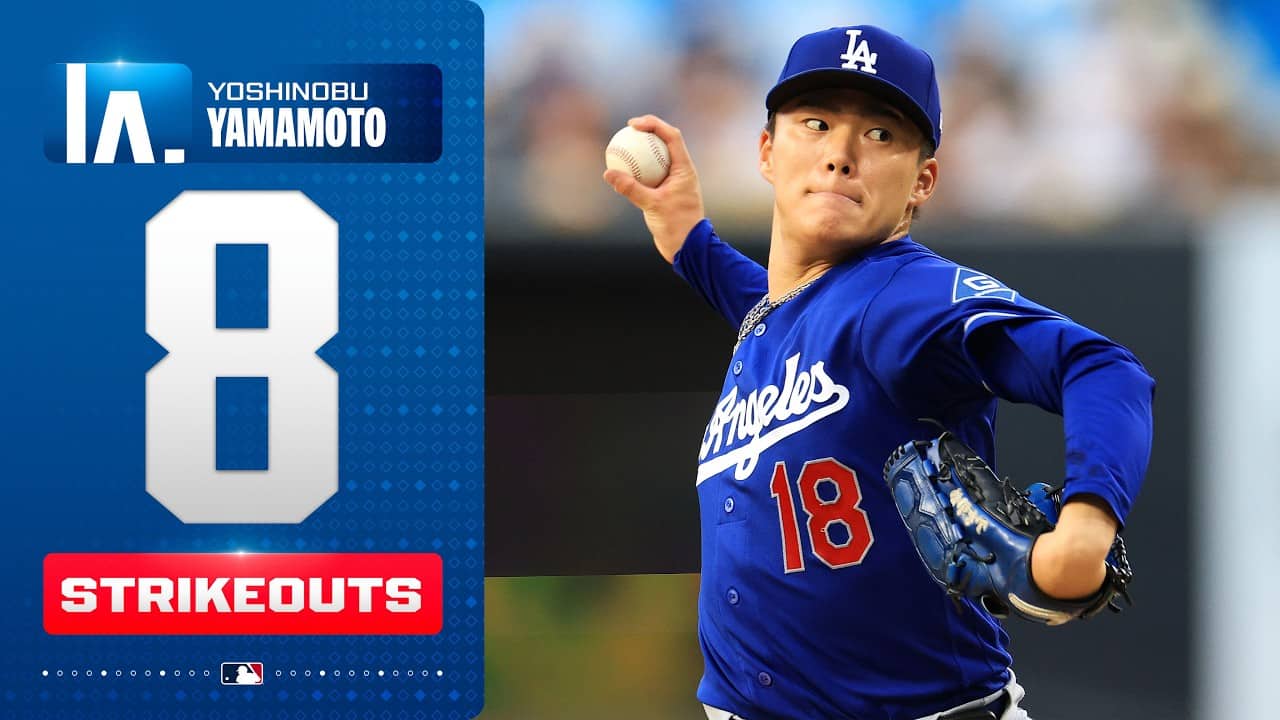 Yoshinobu Yamamoto strikes out 8 batters across 7 quality innings for the Dodgers ✨ | MLB Highlights