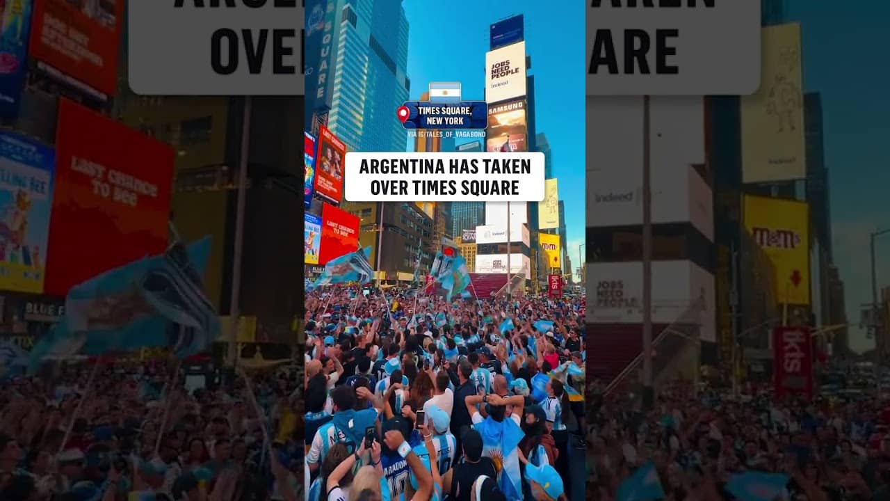 Argentina takes on Times Square ahead of their opener against Algeria