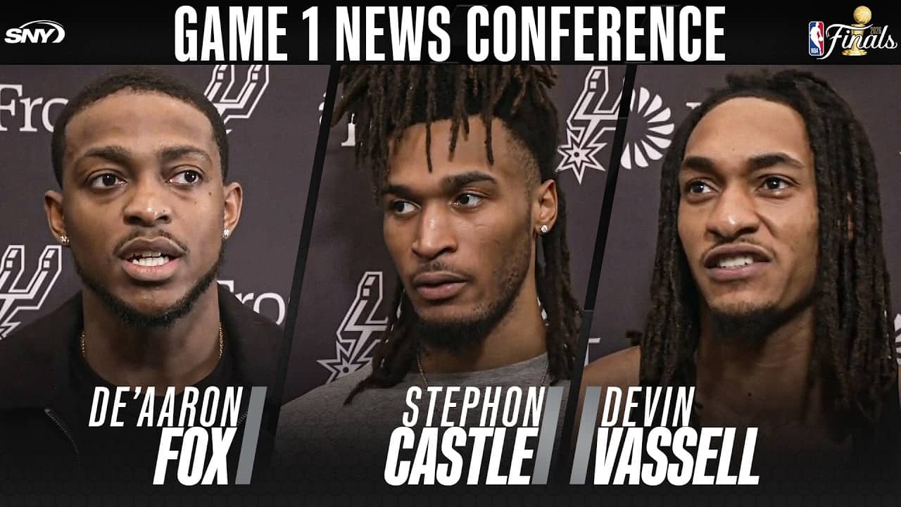 De'Aaron Fox, Stephon Castle, Devin Vassell, and Luke Kornet react to Spurs Game 1 Finals loss