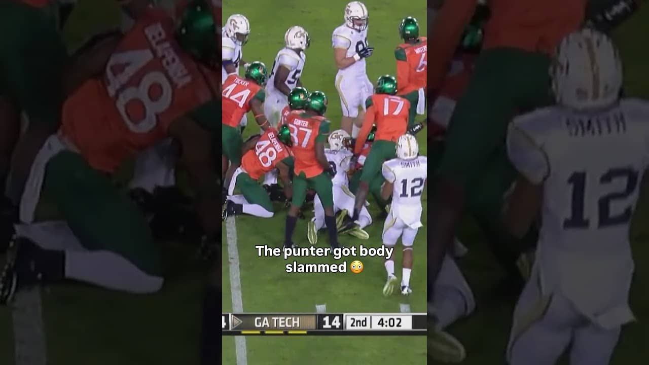 That looked like a pro wrestling move 🤯 #miamihurricanes #accfootball #collegefootball