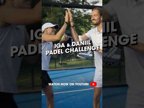 Prediction time: Iga & Daniil face off against padel pros… How many points do they score? 👀