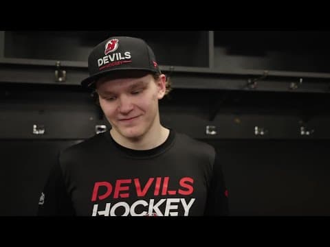 Hameenaho on scoring his first goal after Devils defeat Vancouver 5-4