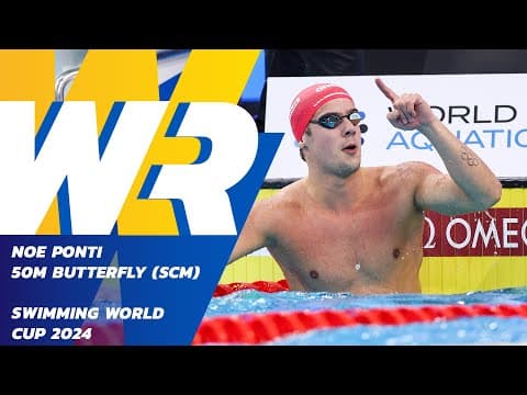 🇨🇭 Noe Ponti Shatters 50m Butterfly World Record in Swimming World Cup!