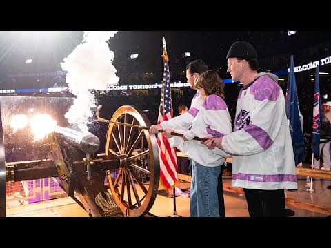 Three Blue Jackets Pediatric Cancer Heroes Alumni Fire the Cannon! 💥