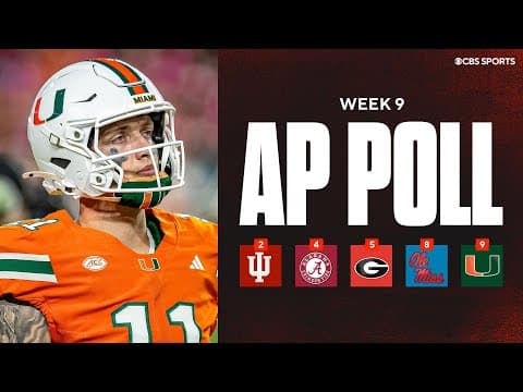AP Top 25 Poll Released 🚨: Miami falls to No. 9, Alabama & Georgia back into Top 5