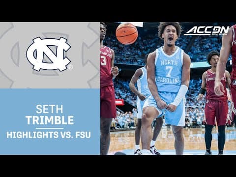 North Carolina's Seth Trimble Rounding Back Into Shape In Win Over FSU