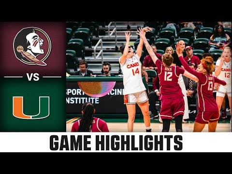 Florida State vs. Miami Game Highlights | 2025-26 ACC Women's Basketball