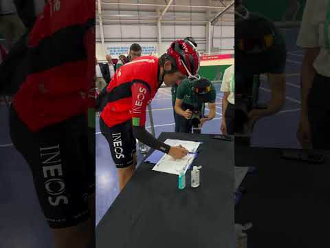 Geraint Thomas signs on for his final race as a professional bike racer!