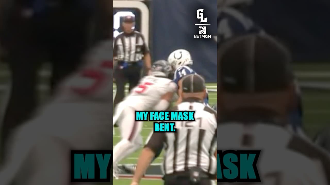 Alec Pierce got welcomed to the NFL with a facemask-bending hit in his first career game 😅