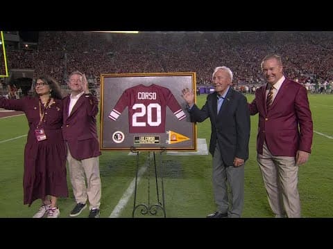 Lee Corso was presented with a replica of his Florida State jersey ❤️