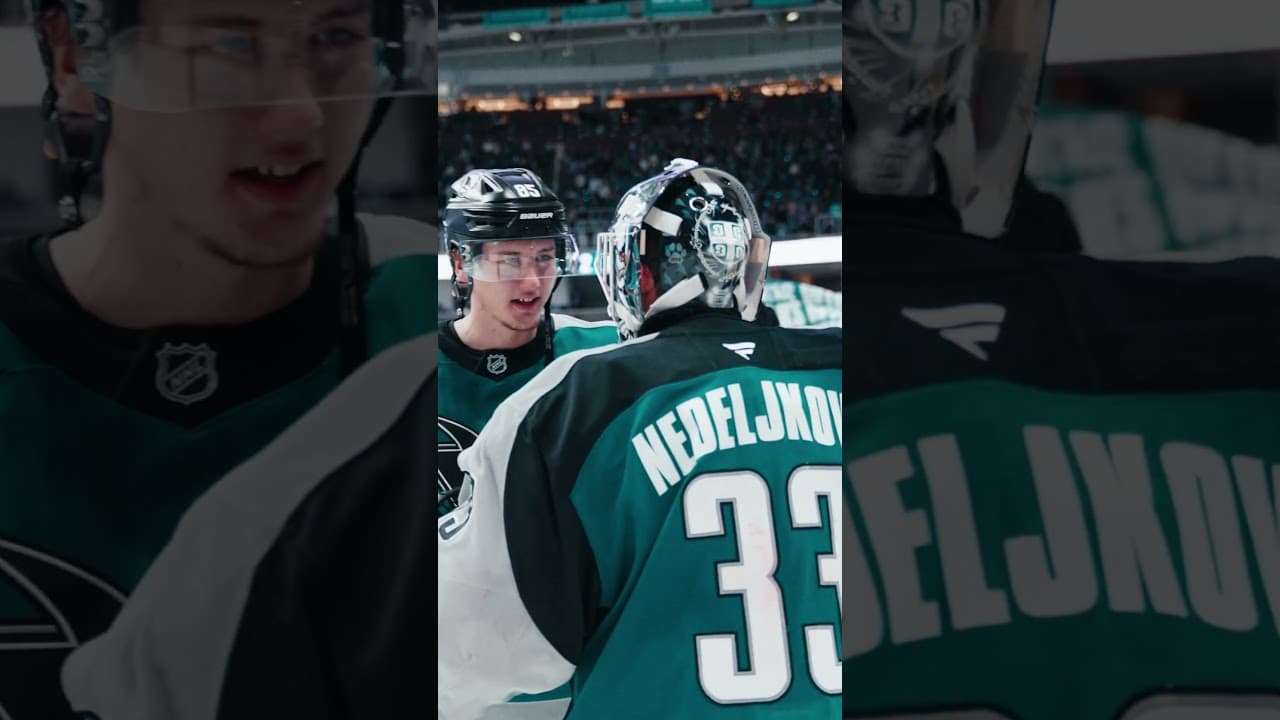 Nothing better than goalie hugs 🫂  #nhl #sharks