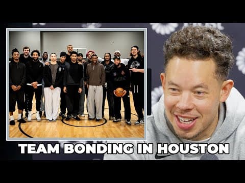 Mitch Johnson on the Team Bonding Day at De'Aaron Fox's House in Houston