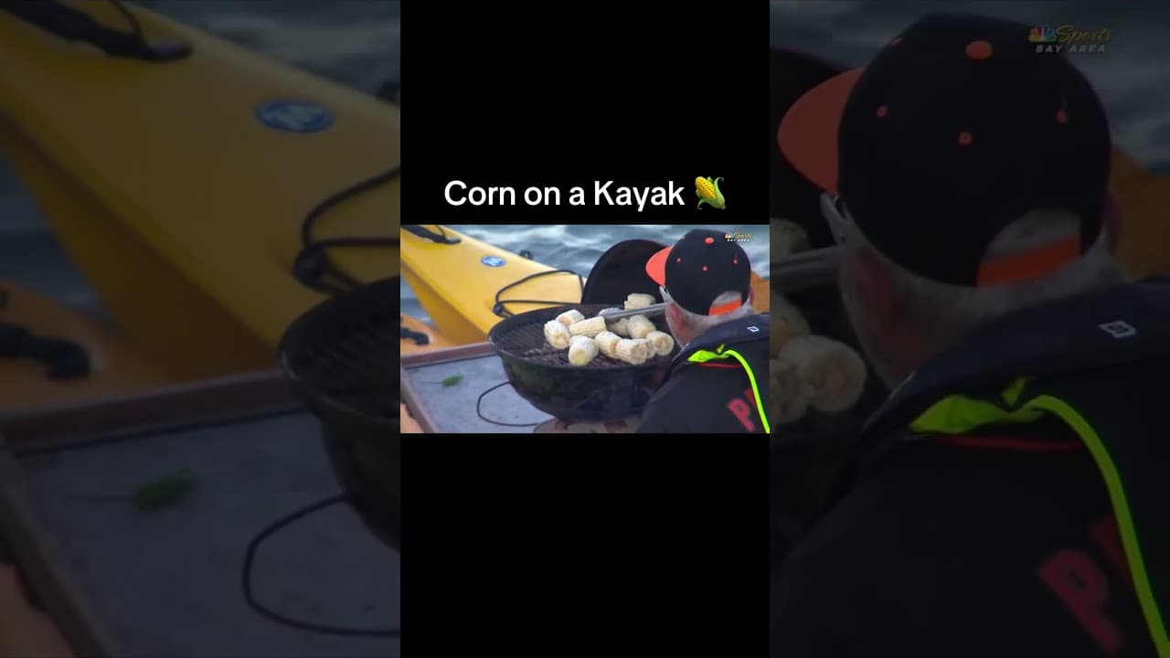 They’re grilling corn on a kayak in McCovey Cove 😂