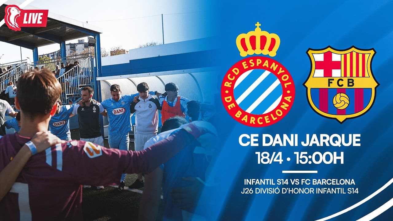 🔴 LIVE | ⚽ Infantil S14 🆚 FC Barcelona | J26 Divisió d’honor infantil S14