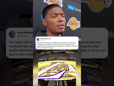 The Lakers' NBA Cup court was deemed 'unplayable' due to being too slippery 😯 (via @davemcten/IG)