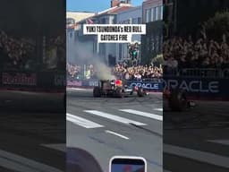 Yuki Tsunoda escaped from a burning car during a San Francisco show run 🏎️ (via @duanellave/IG)