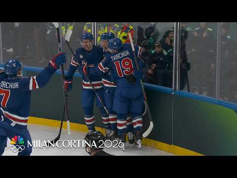 Jack Eichel finishes face-off for 3-2 Team USA lead vs. Denmark | Winter Olympics 2026 | NBC Sports