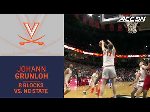Virginia's Johann Grunloh Blocks 8 Shots vs. NC State