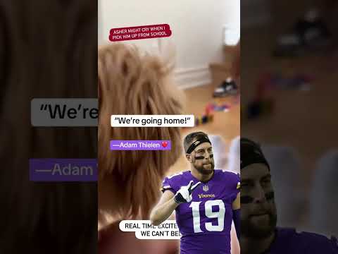 Adam Thielen is hyped to be returning to the Vikings 💜👏 (via @mrs_t_19/IG)