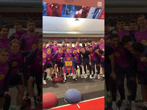 Celebrating Fermín’s 💯 games with Barça! #shorts #fcbarcelona
