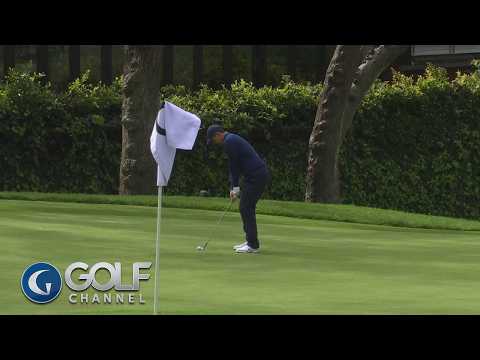 Bunker in the middle of the green? McIlroy chips over it | Golf Channel