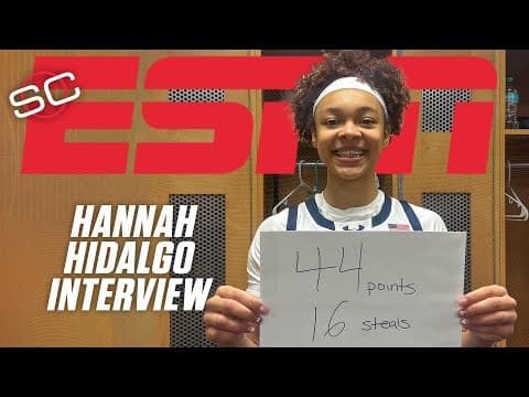 Hannah Hidalgo reacts to RECORD-SETTING 44 PTS & 16 STL performance vs. Akron | SportsCenter