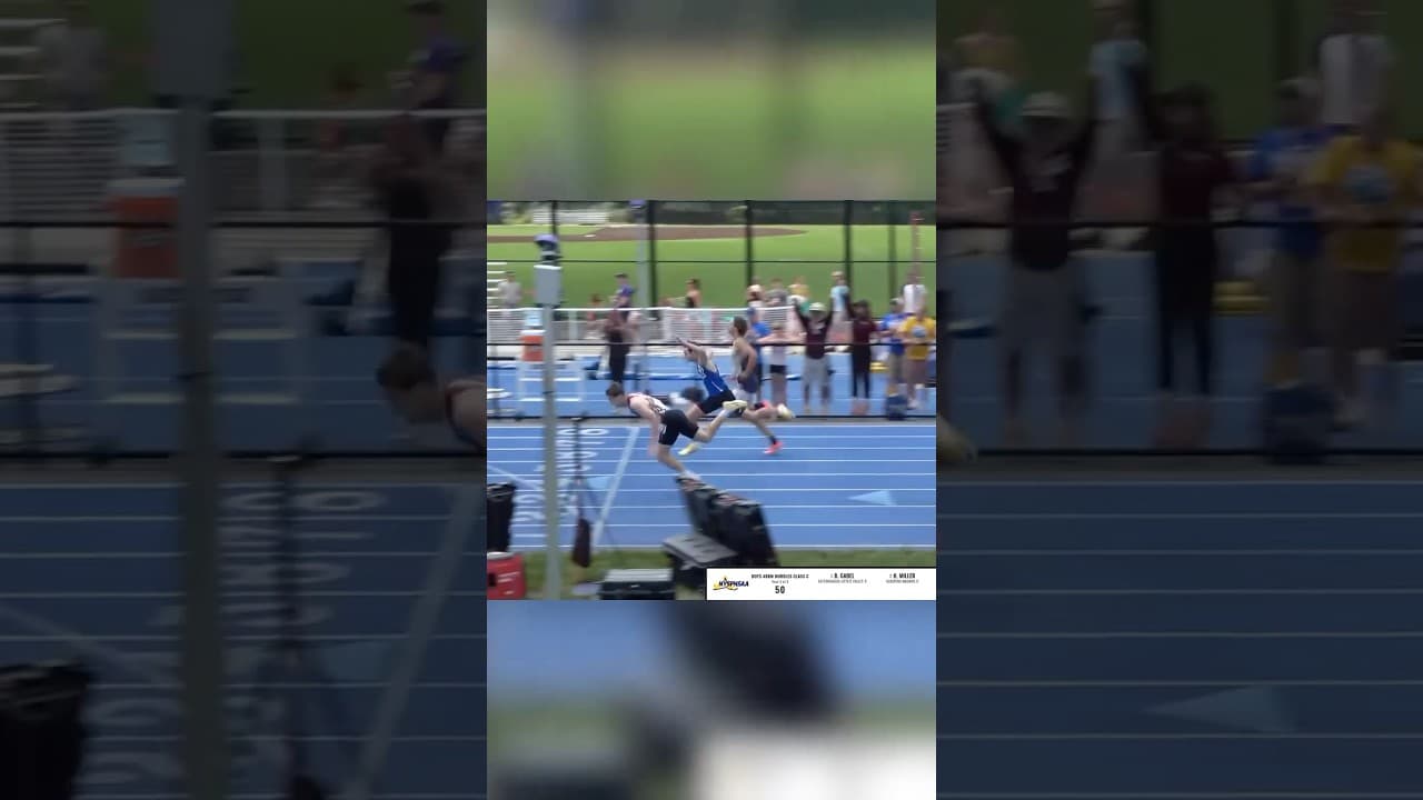 Bodies were hitting the floor in the NYSPHSAA Class C 400m Hurdles Championship