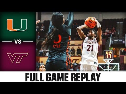 Miami vs. Virginia Tech Full Game Replay | 2025-26 ACC Women's Basketball