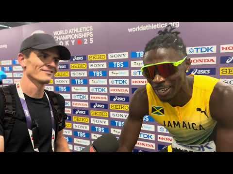 Navasky Anderson talksa fter running 1:42.75 Jamaican national record at 2025 Worlds