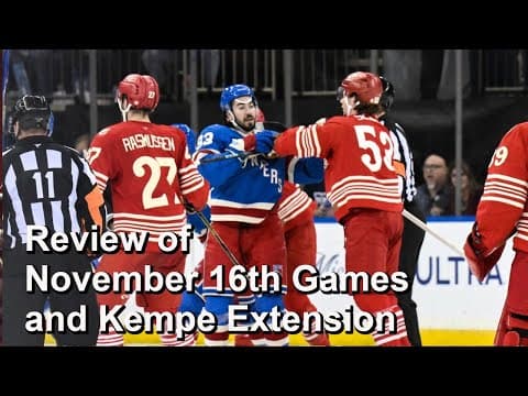 Review of November 16th NHL Games and the Kempe Extension