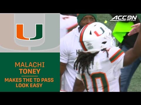 Miami Star WR Malachi Toney Makes The TD Pass Look Easy