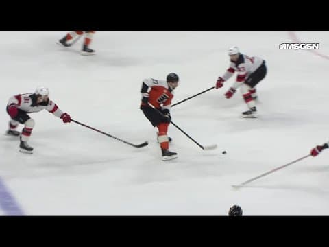Tyson Foerster scores a goal against the New Jersey Devils (2nd goal)