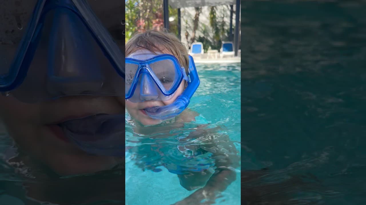 Baby Swim Learning To Snorkel In The Pool #swim #swimming #pool #vacation #holiday #snorkelling