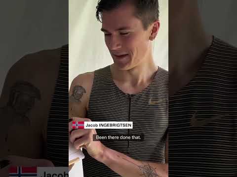 Olympic champ @jakobinge  writes a message to himself at #paris2024