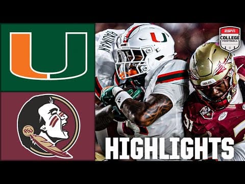Miami Hurricanes vs  Florida State Seminoles   Full Game Highlights   ESPN CFB