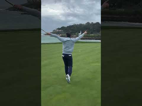 The best eagle you’ll see all week? Rory McIlroy battling the elements on the 18th at Pebble Beach.