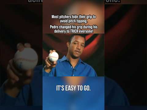 Most pitchers hide their grip to avoid pitch tipping. Pedro changed his grip during his delivery!
