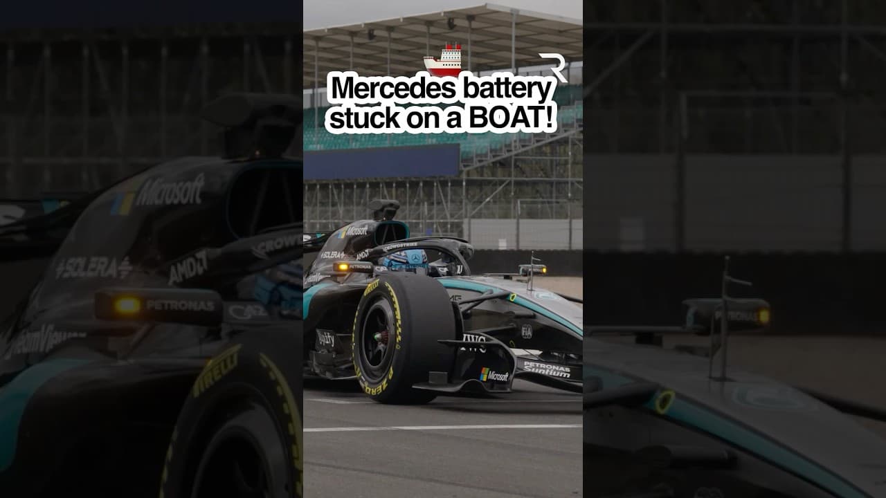 Mercedes' broken F1 battery is stuck on a boat! 🚢