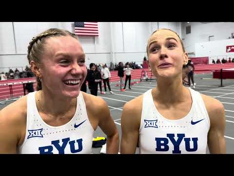 BYU’s Riley Chamberlain & Jane Hedengren after record-breaking mile at 2026 BU Valentine