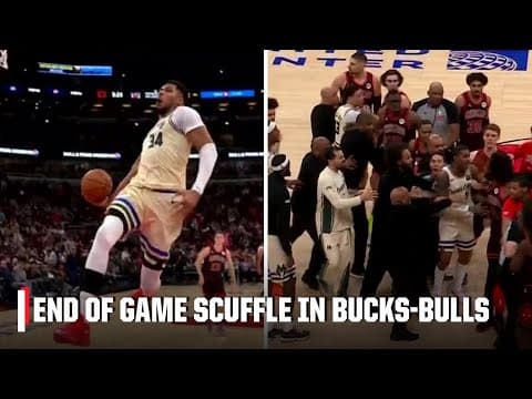 Giannis' WINDMILL leads to end of game SCUFFLE in Bucks-Bulls | NBA on ESPN