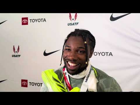 Noah Lyles “no comment” on Kenny Bednarek feud/ stare down / push at end of 200m at USAs