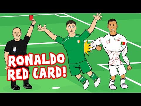 RONALDO RED CARD!!! Cristiano gets sent off for an elbow against Ireland!