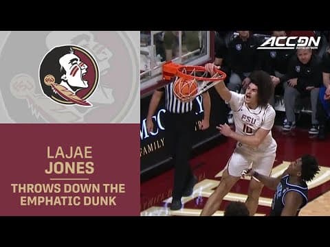 Florida State's Lajae Jones Throws Down An Emphatic Dunk On Duke
