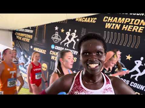 Doris Lemngole after repeating as 2025 NCAA cross country champion