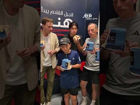 Learner Tien’s amazing celebrations 🍰😂 #NextGenATPFinals